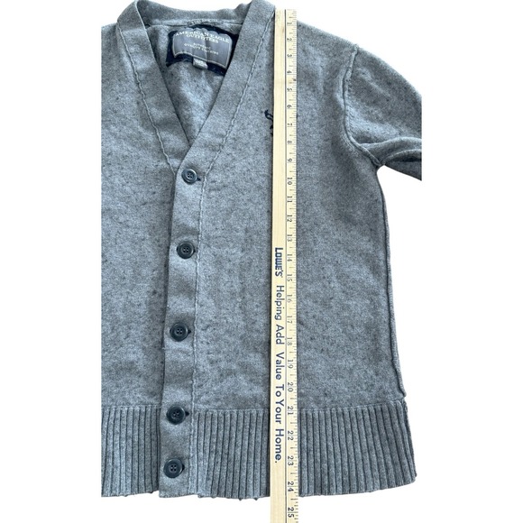 American Eagle Mens Cardigan Sweater Y2K Varsity Preppy Academia Wool Blend L - Picture 6 of 7
